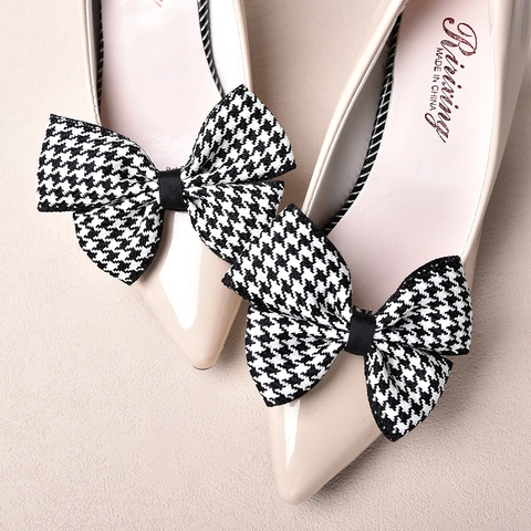 Clip per Scarpe con Fiocco Pied de Poule Vintage Lega Perla Artificial Strass Accessori per Matrimonio Sposa Fibbie Decorative per Décolleté da Donna