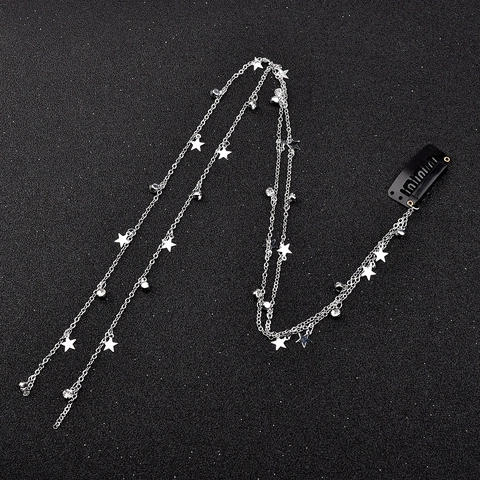 Ster Kwastje Haarketting Legering Strass Vlechten Haarklemmen Voor Dames Zoet Lang Franje Haarsieraden Bruiloft Feest Accessoire