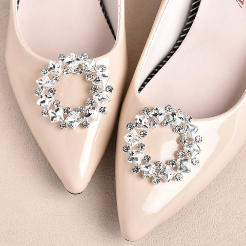 Fibbie Per Scarpe In Strass Rotonde Rimovibili Per Scarpe Da Sposa Argento Clip Per Scarpe In Cristallo Per Tacchi Alti Donna