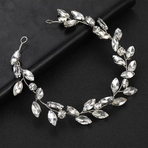 Fascia per Capelli da Sposa in Cristallo di Vetro Marquise Lega Strass Catena Morbida Vite per Capelli per Matrimonio Festa Donna Gioielli