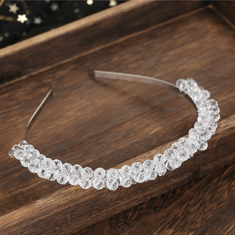 Elegante Cerchietto Sposa Argento Con Perline Di Cristallo Trasparente Cerchietto Per Capelli Matrimonio Per Donna Gioielli