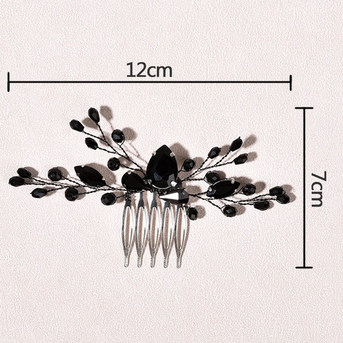 Pettine per Capelli da Sposa con Strass Neri Vintage Copricapo da Regina in Cristallo Fatto a Mano per Festa di Matrimonio Donna Accessori per Capelli