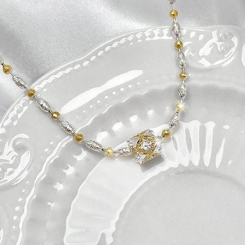 Vintage Zweifarbig Gold Silber Sternenstrahl Geometrisch Anhänger Nur Kupfer Zirkonia Hohl Mode Schmuck Für Damen