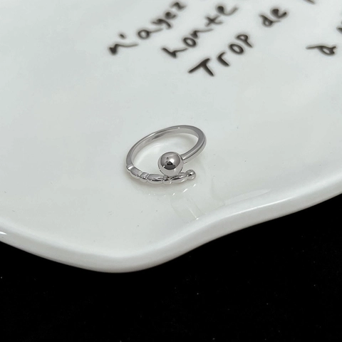 Minimalista Irregolare Sfera Anello Aperto Rame Placcato Oro Bianco Regolabile Geometrico Perlina Anello per Donna Gioielli