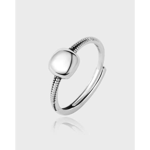 Vintage Copper Antique Silver Square Twist Adjustable Ring Minimalist Geometric Plain Finger Ring For Women Fashion Jewelry