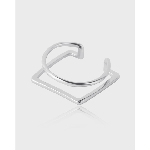 Minimalistischer Kupfer Geometrischer Doppelschicht Ring Für Damen Verstellbarer Offener Quadratisch Runder Ring Vergoldeter Schmuck