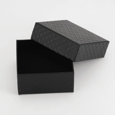 Lattice Texture Square Jewelry Packaging Box For Necklace Ring Minimalist Black Jewelry Box And White Jewelry Bag Gift Box