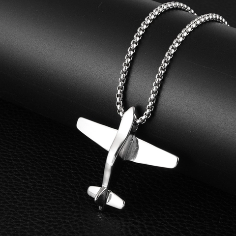 Collar con Colgante de Avión de Acero de Titanio Hip Hop Rock Colgante de Avión Cadena Joyería para Hombres Mujeres Unisex
