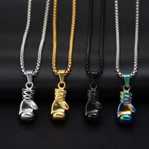 Collana con Pendente a Guantone da Boxe 3D Hip Hop in Acciaio Inossidabile Gioielli Sportivi Punk Streetwear Uomo