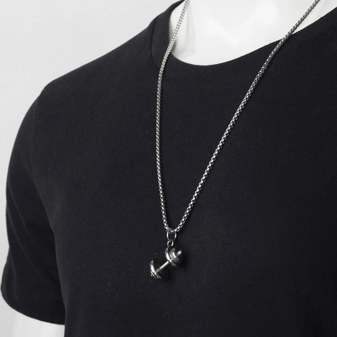 Hip Hop Stainless Steel Dumbbell Pendant Necklace For Men Women Fitness Barbell Gym Sport Street Style Jewelry Gift