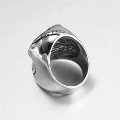 Vintage Edelstahl Totenkopf Ring Großer Mund Punk Gothic Hip Hop Schmuck Für Herren Party Club Silber Band