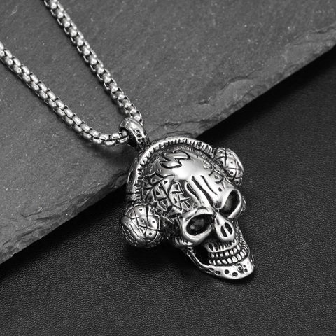 Collana con Ciondolo a Teschio con Cuffie in Acciaio al Titanio Hip Hop Punk Argento Vintage Gioielli Streetwear Uomo Donna