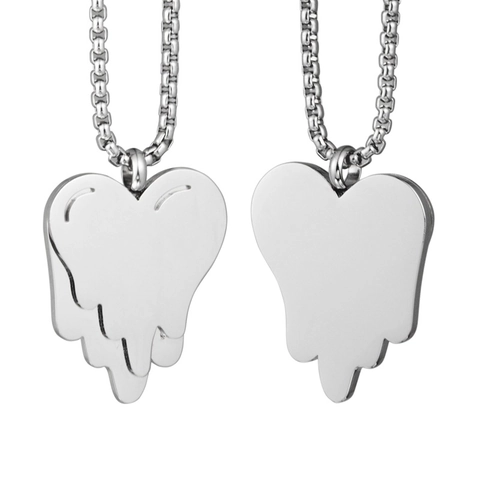 Collana con Pendente a Cuore in Fusione Unisex in Acciaio Inossidabile Con Catena Box Gioielli a Cuore Fluido Hip Hop per Uomo Donna Oro Argento