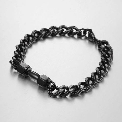 Stainless Steel Dumbbell Bracelet For Men Women Hip Hop Rock Cuban Link Chain Fitness Jewelry Gym Style Hand Accessory