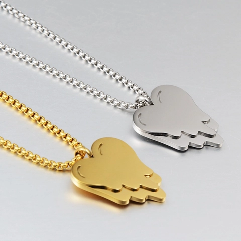 Collana con Pendente a Cuore in Fusione Unisex in Acciaio Inossidabile Con Catena Box Gioielli a Cuore Fluido Hip Hop per Uomo Donna Oro Argento