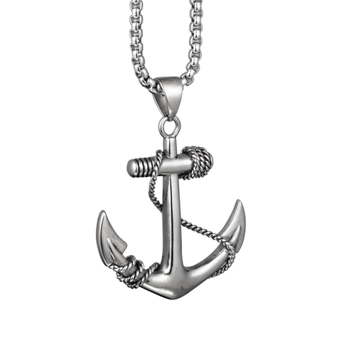 Collana Con Pendente a Ancora Nautica Vintage in Acciaio al Titanio Gioielli Hip Hop Rock Per Uomo Donna Oro Argento
