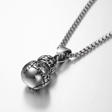 Vintage Acier Inoxydable Calebasse Wu Lou Pendentif Collier Pour Hommes Femmes Hip-Hop Totem Relief Rétro Punk Bijoux de Mode Accessoire