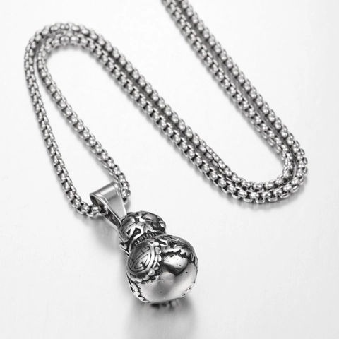 Vintage Acier Inoxydable Calebasse Wu Lou Pendentif Collier Pour Hommes Femmes Hip-Hop Totem Relief Rétro Punk Bijoux de Mode Accessoire