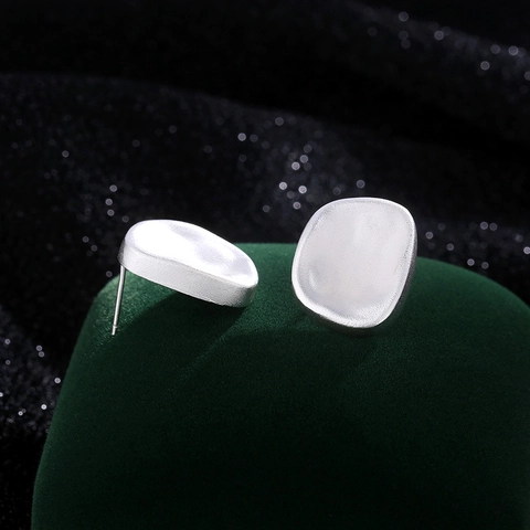 Minimalistische Geometrische Vierkante Gematteerde Oorknopjes Voor Dames Koper Verzilverd Matte Textuur Sieraden Cadeau