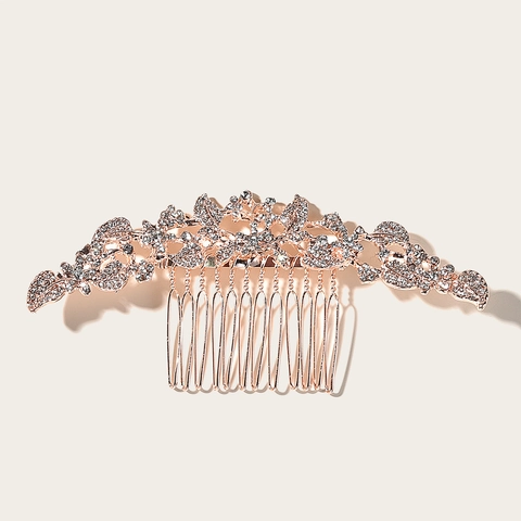 Luxus Legierung Strass Blume Blatt Haarkamm Vintage Braut Kopfschmuck Hochzeit Bankett Party Damen Haarschmuck