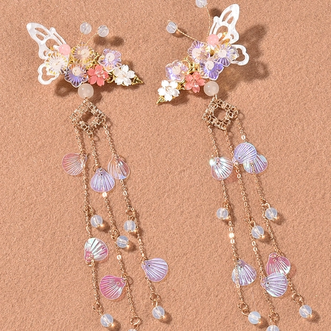 Vintage Schmetterling Quaste Haarspangen Für Damen Chinesischer Stil Hanfu Blumen Haarnadeln Gold Legierung Hochzeit Kopfschmuck