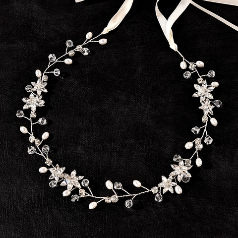 Vite per Capelli da Sposa Artigianale Cristallo Perla Artificiale Copricapo da Sposa Stile Occidentale Lega Flessibile Accessori