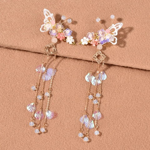 Vintage Schmetterling Quaste Haarspangen Für Damen Chinesischer Stil Hanfu Blumen Haarnadeln Gold Legierung Hochzeit Kopfschmuck