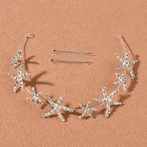 Elegantes Seestern Strass Haarranken Mit Haarspangen Set Legierung Silber Gold Star Braut Hochzeit Party Urlaub Haarsperre Schmuck Damen