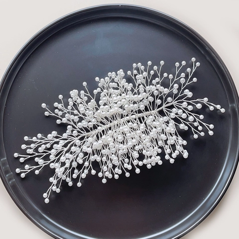 Pettine per Capelli da Sposa Stile Coreano in Filo di Lega Fatto a Mano con Perle Artificiali per Matrimonio Donna Gioielli