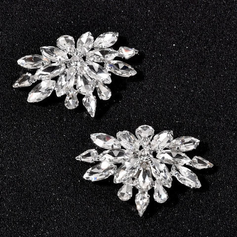 Scintillanti Clip per Scarpe da Sposa in Strass Lega a Forma di Fiore di Neve Cristallo Decorazioni per Scarpe da Matrimonio per Donna Accessori Festa
