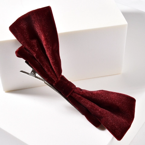 Eleganter Weinroter Samt Schleife Haarspange Für Damen Koreanischer Stil Legierung Braut Hochzeit Haarnadeln Mode Kopfschmuck Haar Accessoires
