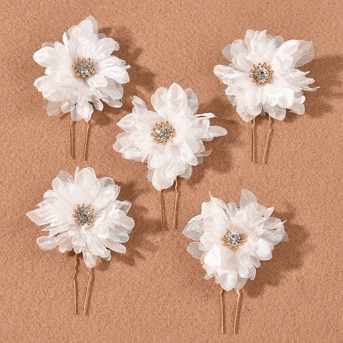 Set di Forcine per Capelli a Bottone in Rete Floreale in Lega a Forma di U Con Strass per Matrimonio Festa Donna Accessori per Capelli