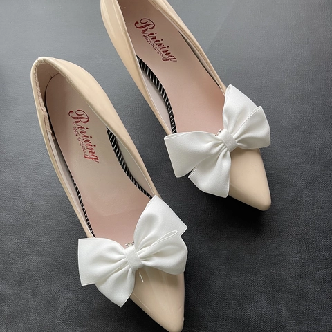 Clip per Scarpe a Fiocco in Raso Fatte a Mano per Sposa Matrimonio Eleganti Fibbie per Scarpe in Tessuto Accessori per Tacchi da Donna