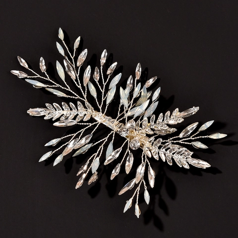 Fermaglio per Capelli da Sposa Matrimonio Fatto a Mano Lega Strass Perla Artificiale Copricapo Occidentale Elegante Floreale Banchetto Donna Gioielli