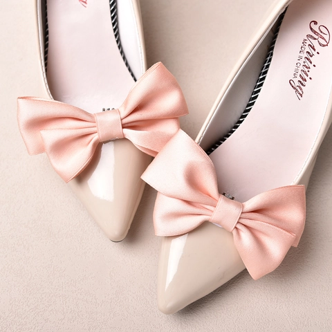 Clip per Scarpe a Fiocco in Raso Fatte a Mano per Sposa Matrimonio Eleganti Fibbie per Scarpe in Tessuto Accessori per Tacchi da Donna