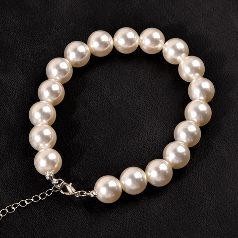 Lolita Preppy Style White Artificial Pearl Anklet For Women Shoe Accessory With Extension Chain Elegant Foot Jewelry