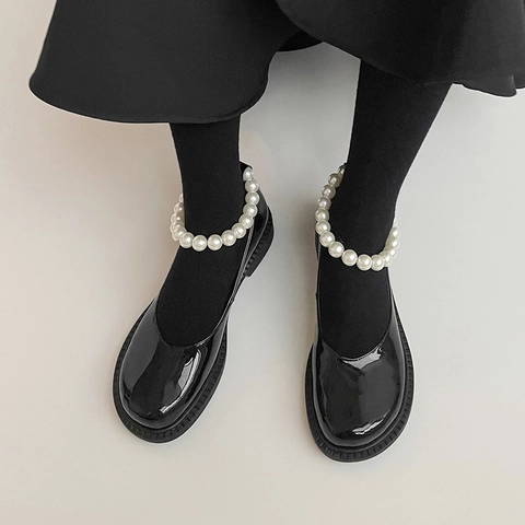 Lolita Preppy Style White Artificial Pearl Anklet For Women Shoe Accessory With Extension Chain Elegant Foot Jewelry
