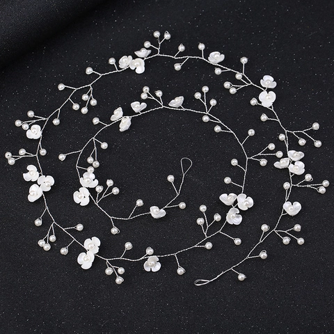 Cintura da Sposa Fatta a Mano Elegante con Finta Perla Artificial Fiore in Resina Cintura a Catena Lunga Decorazione Vestito Donna