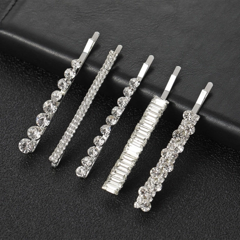 Koreaanse Stijl Geometrisch Strass Haarclips Elegant Metaal Goud Zilver Legering Minimalistisch Mode Haaraccessoires voor Dames