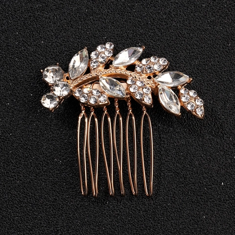 Braut Blatt Strass Haarkamm Minimalistisch Legierung Kristall Kopfschmuck Hochzeit Haarschmuck Für Damen Bankett Schmuck