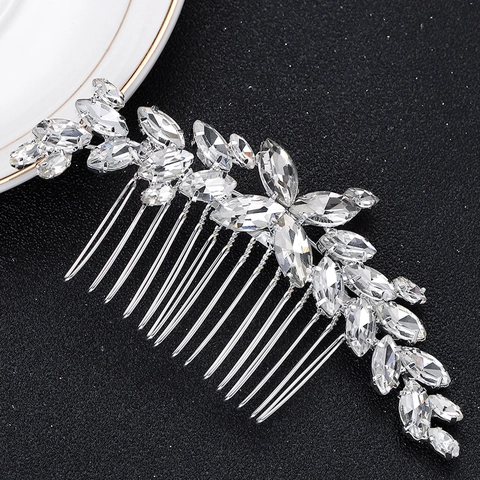 Eleganter Legierung Marquise Strass Blumen Hochzeit Haarkamm Braut Party Kopfschmuck Haar Accessoires Für Damen Gold Silber Grün