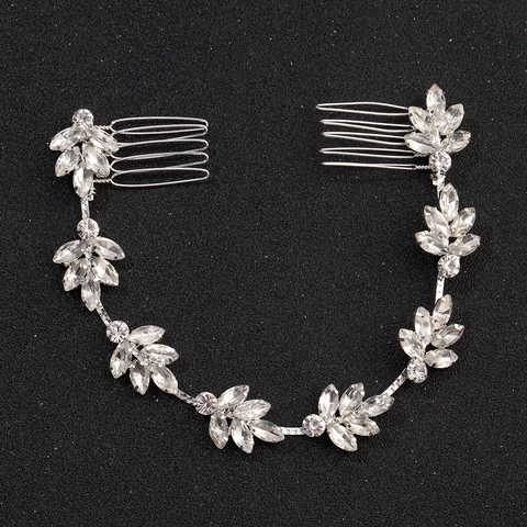 Lujosa Peineta de Novia con Hojas de Strass para Banquete de Boda Aleación Oro Plata Cristal Enredadera para el Cabello Mujer