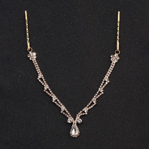 Lussuosa Catena Frontale in Lega con Strass per Matrimonio Sposa Gioielli per Capelli Ciondolo a Goccia Copricapo per Donna Accessorio da Festa