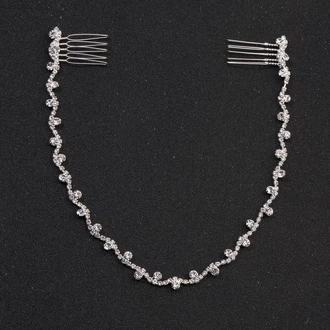 Braut Hochzeit Strass Haarkette Doppelkamm Kopfschmuck Legierung Ranke Welle Haar Accessoire Für Damen Party Schmuck