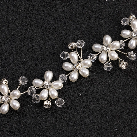 Vite per Capelli Sposa Fatta a Mano con Perle Artificiali Donna Fiore di Strass Accessori per Matrimonio Gioiello Bianco Elegante