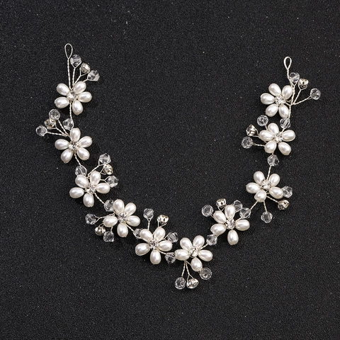 Vite per Capelli Sposa Fatta a Mano con Perle Artificiali Donna Fiore di Strass Accessori per Matrimonio Gioiello Bianco Elegante