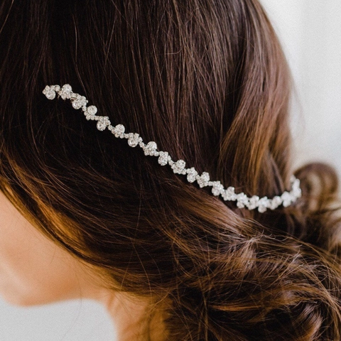 Braut Hochzeit Strass Haarkette Doppelkamm Kopfschmuck Legierung Ranke Welle Haar Accessoire Für Damen Party Schmuck