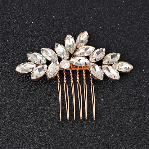 Peineta Elegante de Aleación con Diamantes de Marquesa en Forma de Hoja para Mujer Boda Fiesta Peineta Lateral de Novia Joyería