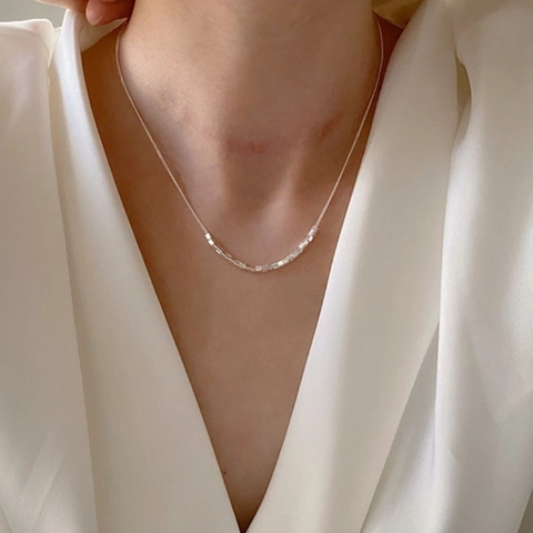 Collana con Pendente a Cubo Quadrato in Rame Minimalista per Donna Semplice Catena a Girocollo Geometrica Gioielli di Moda