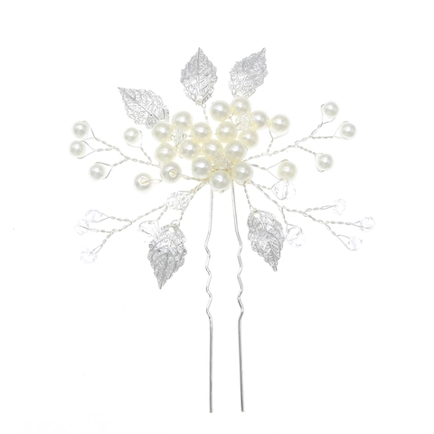 Forcina per Capelli da Sposa Fatta a Mano Lega Oro Foglia Fiore Design Perla Artificiale Strass Fermagli per Capelli Accessori per Capelli Sposa Gioielli